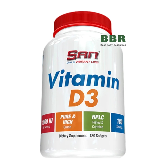 Vitamin D3 1000iu 180 Softgels, SAN фото