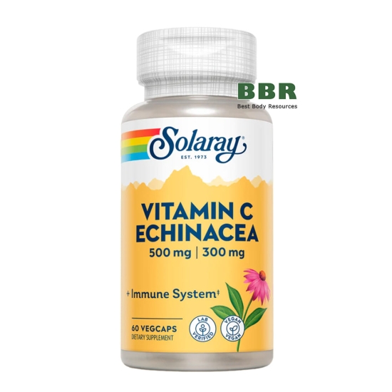 Vitamin C 500mg Echinacea 300mg 60 Veg Caps, Solaray картинка Vitamin C 500mg Echinacea 300mg 60 Veg Caps, Solaray фото