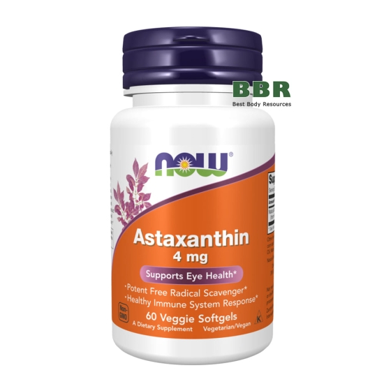 Astaxanthin 4mg 60 Softgels, NOW Foods фото
