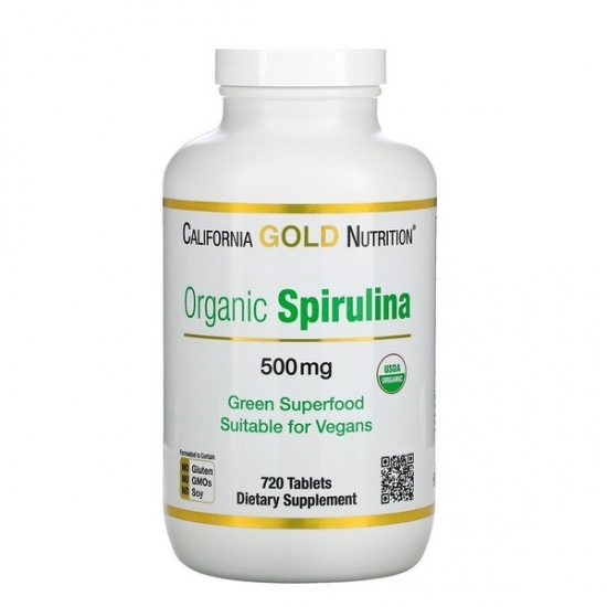 Organic Spirulina 500mg 720 Tabs, California GOLD Nutrition (Tabs) фото