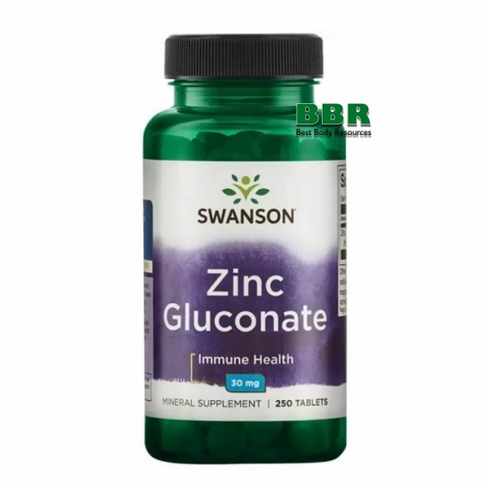 Zinc Gluconate 30mg 250 Tabs, Swanson фото