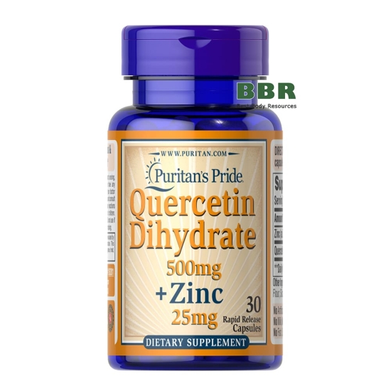 Quercetin Dihydrate 500mg plus Zinc 25mg 30 Caps, Puritans Pride фото