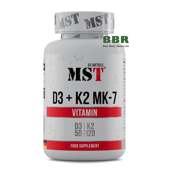 Vitamin D3 plus K2 MK-7 60 Softgels, MST фото