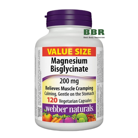 Magnesium Bisglycinate 200mg 120 Veg Caps, Webber Naturals фото