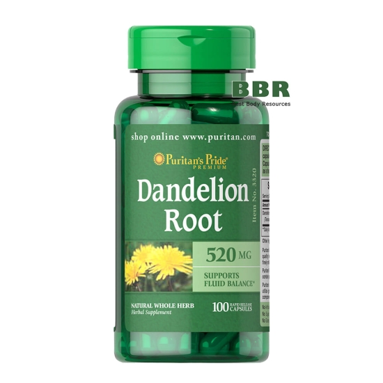 Dandelion Root 520mg 100 Caps, Puritans Pride фото