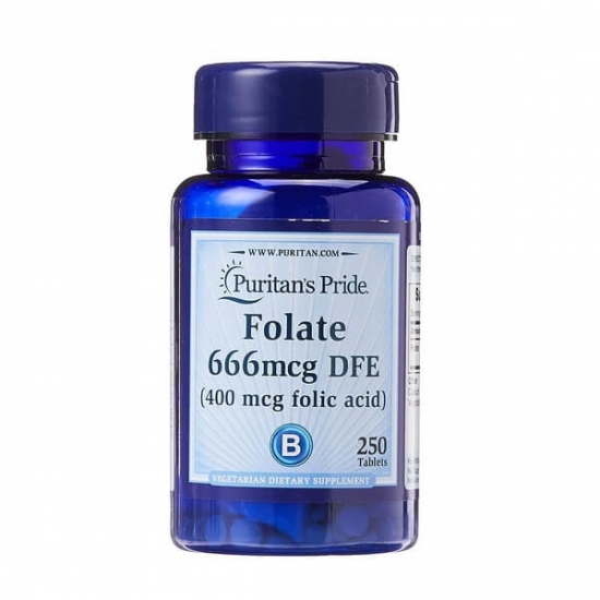 Folate 666mcg DFE 250 Tabs, Puritans Pride фото