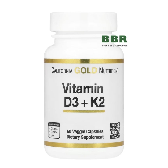 Vitamin D3 plus K2 60 Veg Caps, California GOLD Nutrition фото