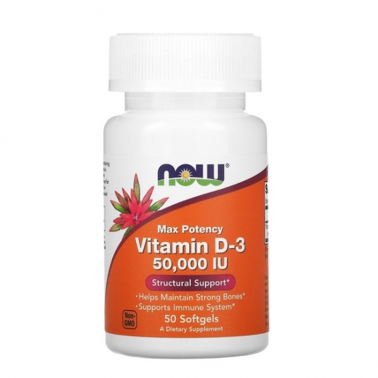 Vitamin D-3 50000iu 50 Softgels, NOW Foods (Softgels) фото
