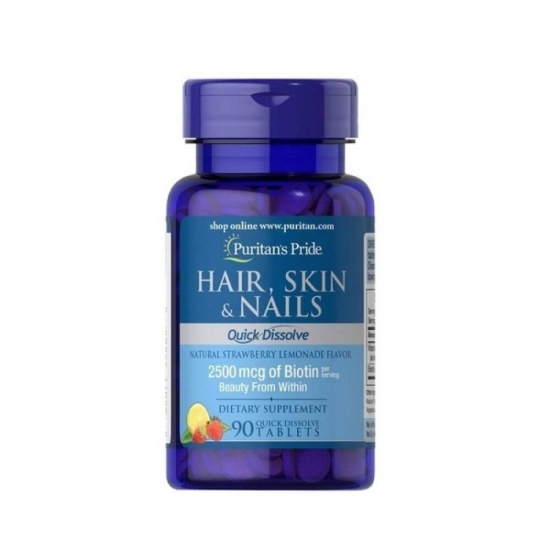 Hair, Skin & Nails Quick Dissolve 90 Tabs, Puritans Pride фото