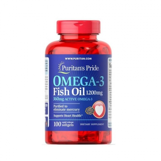 Omega 3 Fish Oil 1200mg 100 Softgels, Puritans Pride фото