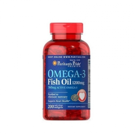 Omega 3 Fish Oil 1200mg 200 Softgels, Puritans Pride фото