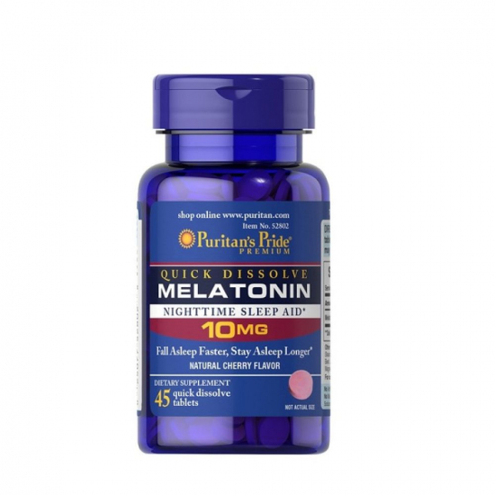 Quick Dissolve Melatonin 10mg Cherry 45 Tabs, Puritans Pride картинка Quick Dissolve Melatonin 10mg Cherry 45 Tabs, Puritans Pride фото