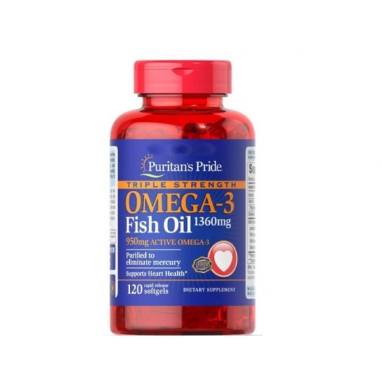 Triple Strength Omega 3 1360mg 120 Softgels, Puritans Pride фото