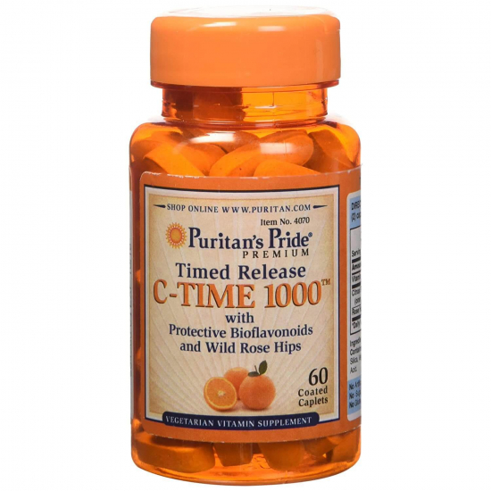 Vitamin C-1000 with Rose Hips Timed Release 60 Tabs, Puritans Pride фото