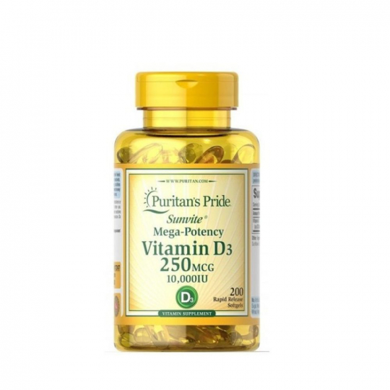 Vitamin D3 10000iu 200 Softgels, Puritans Pride фото